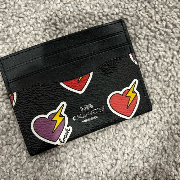 Coach Women's Slim Id Card Case with Heart Bolt Print - Picture 2 of 5